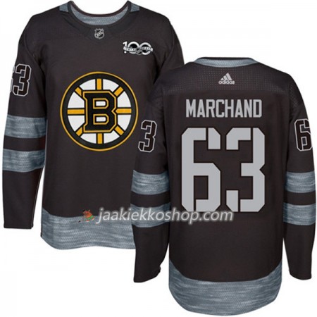 Miehille NHL Boston Bruins Pelipaita Brad Marchand 63 1917-2017 100th Anniversary Adidas Musta Authentic